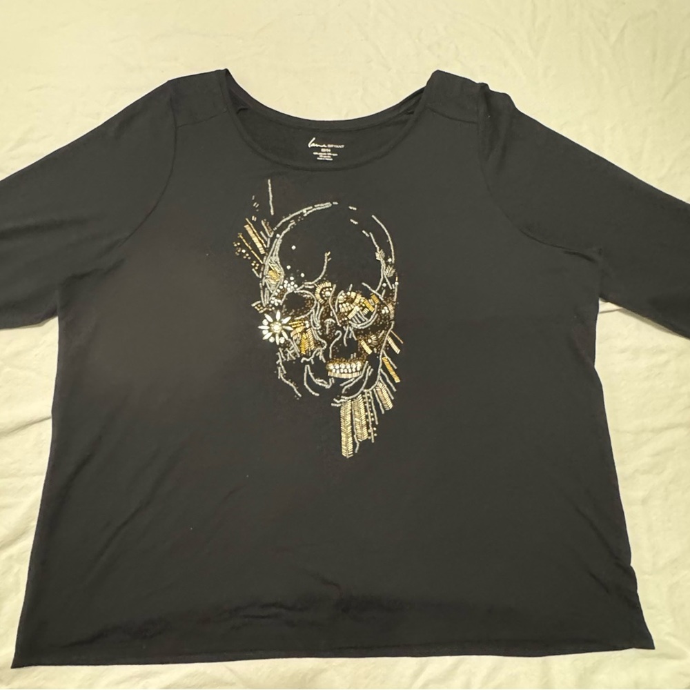 Lane Bryant Beaded Skull Top
